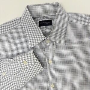 Proper Cloth Men's Long Sleeve Dress Shirt Blue Gingham Check Cotton‎ Size XL